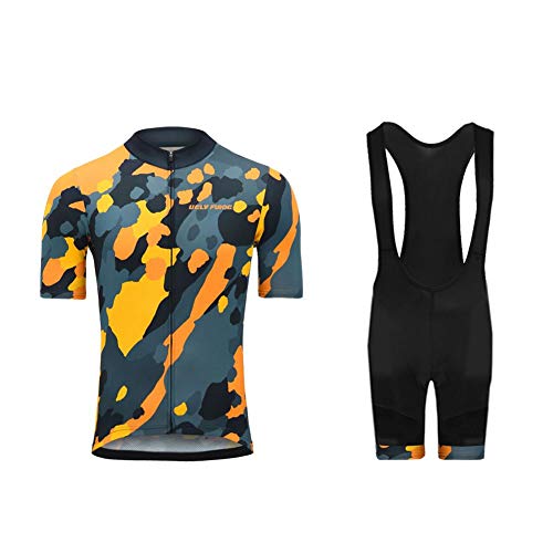 UGLY FROG Milchfaser Radsport Anzüge Herren Kurzarm Trikots+Bib Kurze Hosen Gel Pad Summer Cycling Kit Triathlon Clothes für Radsport Rennrad Einzigartig Designs