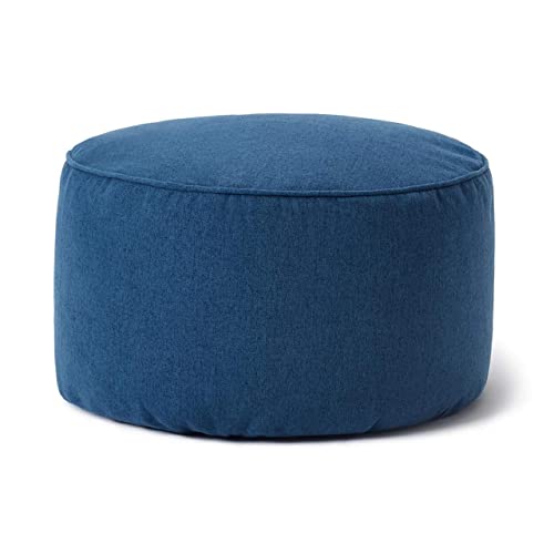 Lumaland Comfort Line Sitzsack-Hocker 25 x 45 cm - Indoor - mit extra starken Nähten, pflegeleicht - Runder Sitzpouf, Bodenkissen Bean Bag Pouf - Dunkelblau