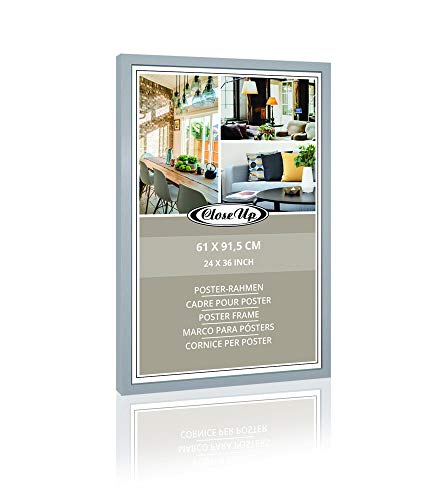 Close Up Holzdekor Bilderrahmen, Posterrahmen | Frame | 61 x 91,5 cm, Silber | für Großformatige Maxi Poster, Acrylglas