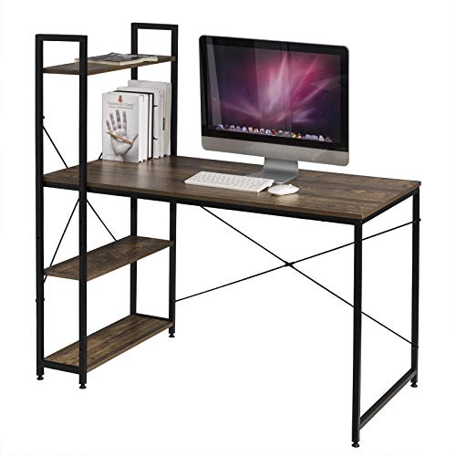 EUGAD Schreibtische Computertisch PC-Tisch Bürotisch Arbeitstisch mit Bücherregal Holz 120x64x120 cm