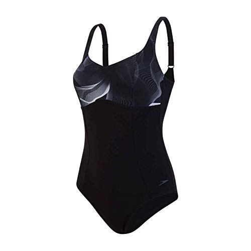 Speedo Damen Contourlustre Printed 1 Piece Schwimm-Slips, Schwarz/Weiß, 40