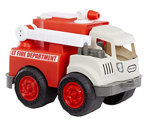little tikes 655791EUC Dirt Digger Feuerwehrwagen für Kleinkinder-Spritzt Wasser-Ausziehbare, drehbare Leiter-Fördert aktives Spielen-Für drinnen oder draußen-Ab 2 Jahren