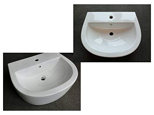 WASCHBECKEN, 60 cm breit, Handwaschbecken/Waschtisch wandhängend auch als Aufsatzwaschbecken geeignet, weiß aus Keramik