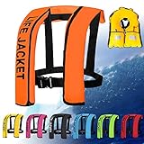 Verstellbare Aufblasbare Schwimmweste Für Erwachsene, Damen/Herren Schwimmhilfen Bequeme Schwimmweste Für Motorboot Bootfahren Kajakfahren Angeln Surfen Wassersport,One Size,Orange