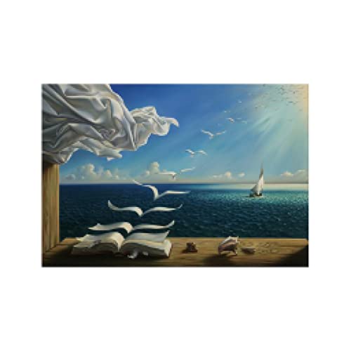 Salvador Dali Famous The Waves Book Segelboot Gemälde Surrealismus Leinwand Kunst Poster und Drucke Wandkunst für Wohnkultur 80x100cm(31x43in) Rahmenlos