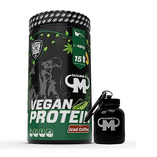 460 g Vegan Protein Shake - Pflanzliches Mehrkomponenten Proteinpulver von Mammut - Set (Eiskaffee, Powderbank)