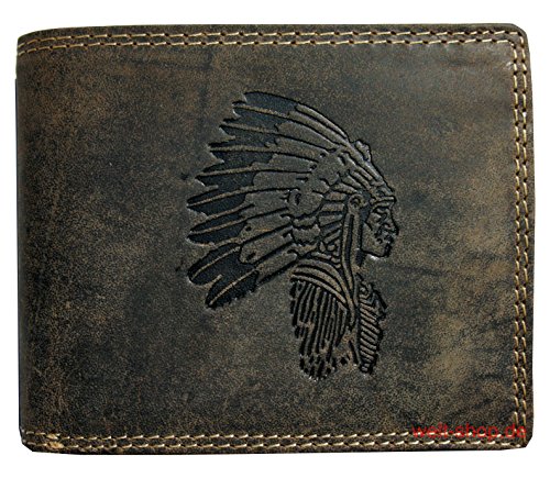 Portemonnaie Wasserbüffel Leder Indianer geprägt RFID Schutz