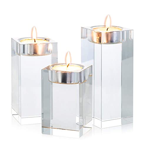 1-Set (3-teilig) hochwertige Kristall Glas Kerzenständer kristalle Kerzenständer für romantisches Abendessen kreative Kerzenständer Hochzeit Haus Deko Esstisch und Bar (3# Set)