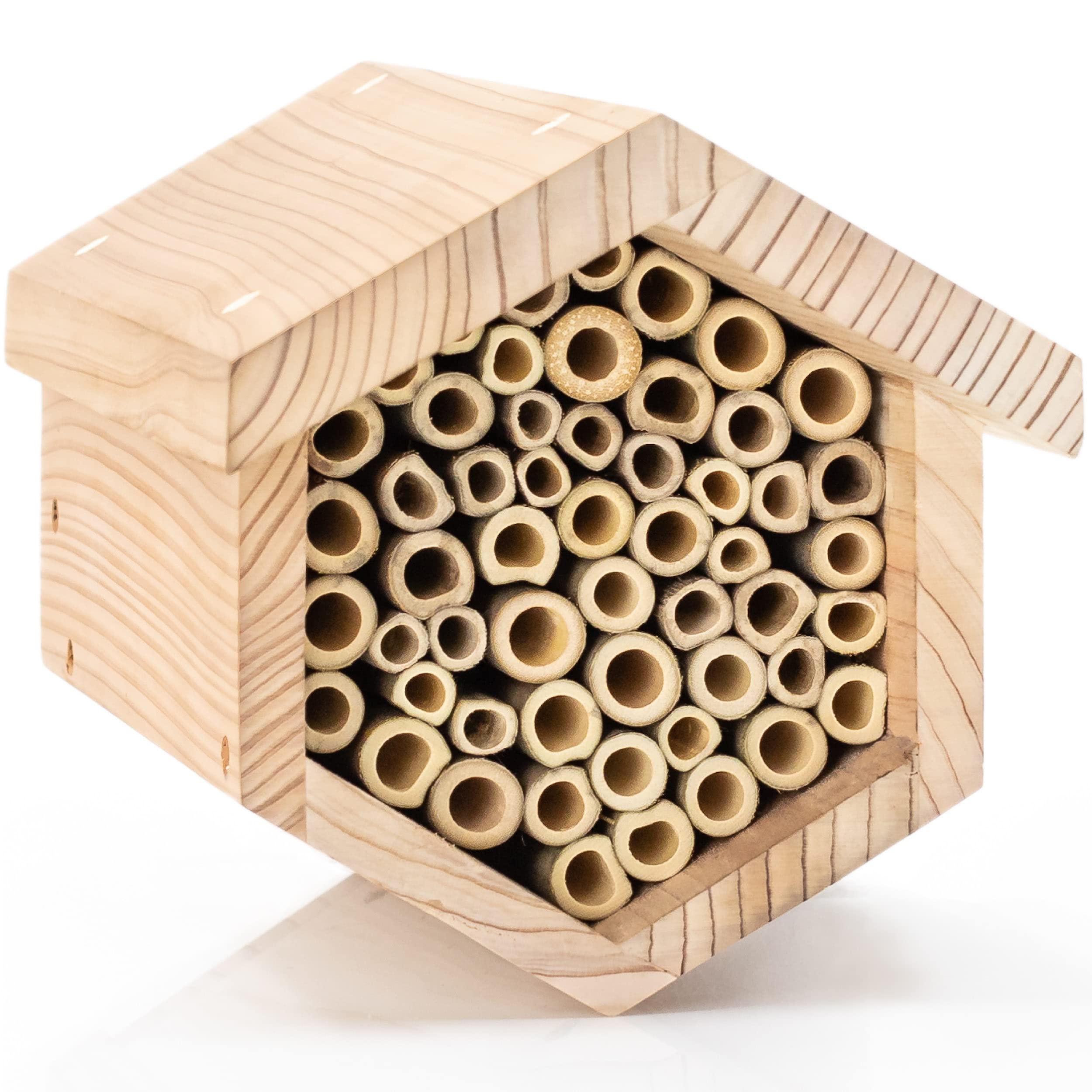 WHITEHORSE Premium Zedernbienenhaus – 15,2 cm Lange austauschbare Rohre – perfekt für die Aufbewahrung von Mauerbienen – EIN gut gebautes Insektenhotel – tolle Ergänzung für Ihre Gartendekoration