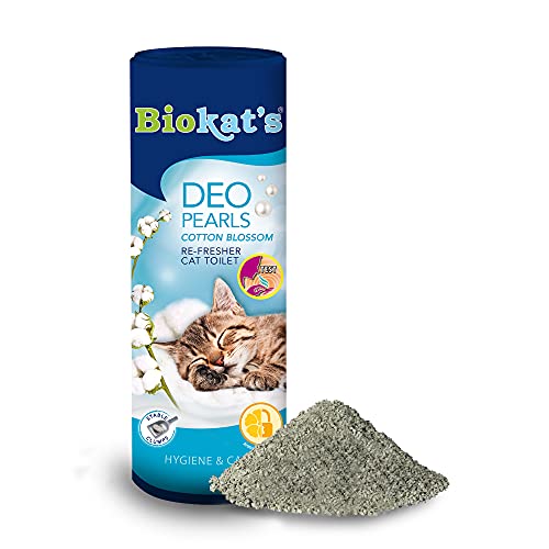 Biokat's Deo Pearls Cotton Blossom - Streuzusatz mit Duft für Frische und feste Klumpen in der Katzentoilette - 6 Dosen (6 x 700 g)