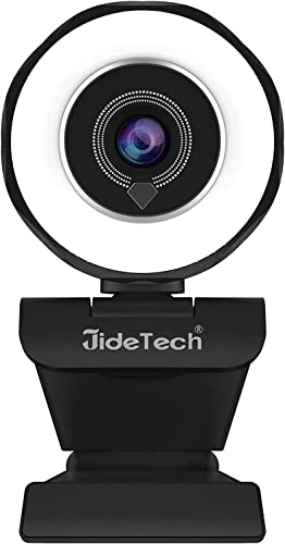 JideTech 30FPS 2K Webcam mit Ringlicht, USB Webcam HD mit Mikrofon und Stativ, Plug & Play Streaming-Kamera Für PC|Computer|Laptop|Mac|Desktop