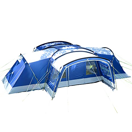 Skandika Familienzelt Nimbus für 12 Personen Sleeper | Campingzelt mit Sleeper Technologie, 3 abgedunkelte und Schwarze Schlafkabinen, wasserdicht, 5000 mm Wassersäule, 2,15m Stehhöhe, mit Vorzelt