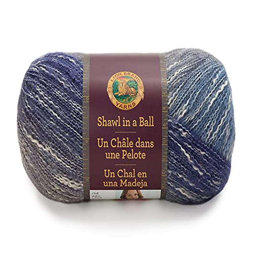 (1 Knäuel) Lion Brand Yarn Shawl in a Ball Yarn, Soothing Blue