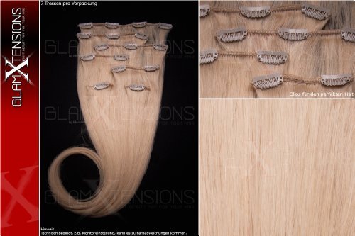 Remy Clip In Extensions 7 teiliges Set 70g Haare 60cm Weißblond Nr. 60 100% indisches Echthaar Clip-In Echthaar Haarverlängerung Haarverdichtung