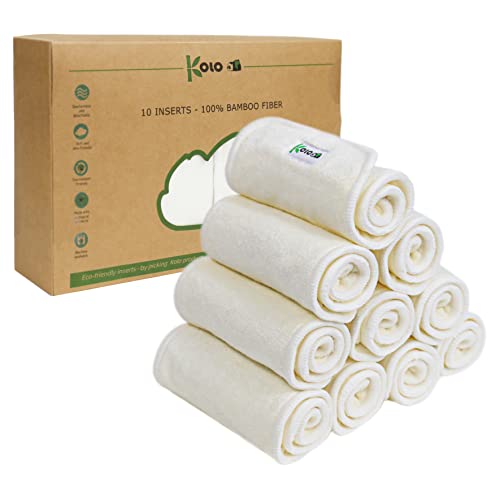 KOLO Set 10 Windelneinlagen OekoTex Standard100 zertifiziert 100% Bambusfasern 4 Schichten waschbar, wiederverwendbar. Windeleinlagen antibakteriellen antiallergenen Einlagen geeignet für Stoffwindeln