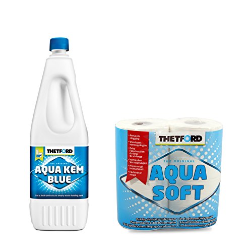 Thetford Aqua Blue Toiletten Zusatz für den Abwasserbehälter (2 Liter + Aquasoft)