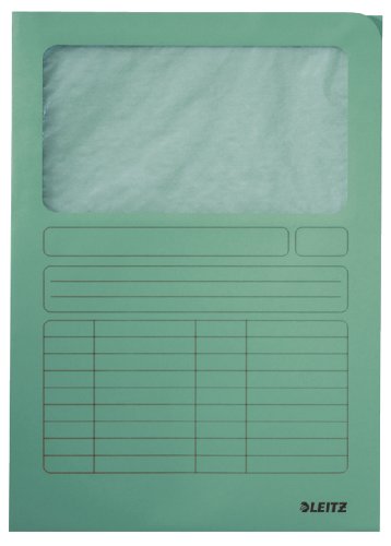 Leitz 3950-00-50 Sichtmappe, A4, oben und rechte Seite offen, Karton, hellgrün, Pack mit 100 Stück