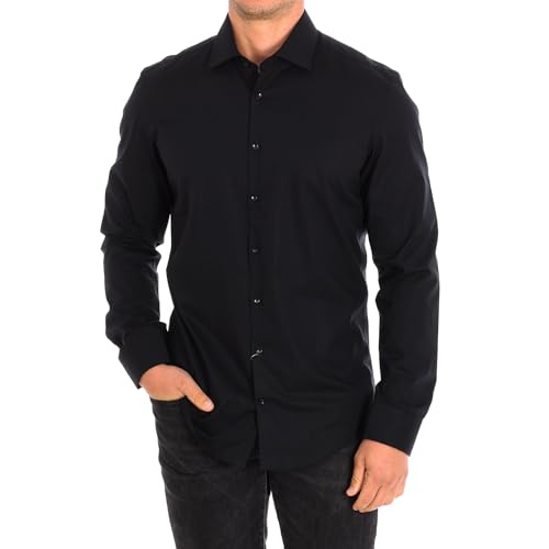 Seidensticker Herren Business Hemd Slim Fit - Bügelfreies, schmales Hemd mit Kent-Kragen - Langarm - 100% Baumwolle , Schwarz (Schwarz 39) , 37 cm