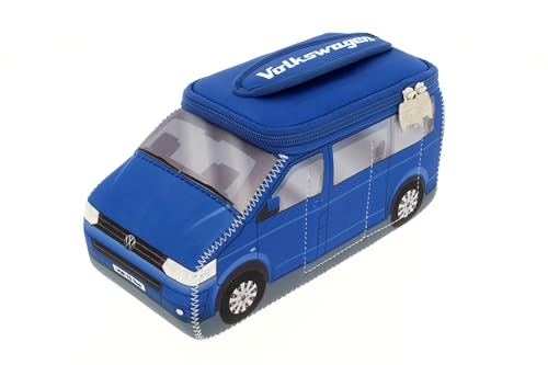 BRISA VW Collection - Volkswagen T5 Bulli Bus 3D Universal-Schmink-Kosmetik-Kultur-Reise-Hausrats-Tasche-Mäppchen-Beutel (Neopren/Blau)