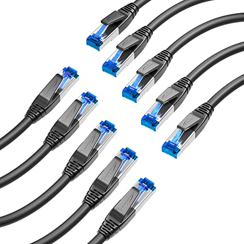 KabelDirekt – 10× Cat 7 Netzwerkkabel RJ45 – 5m – 10 Gigabit Ethernet, LAN & Patch Kabel (geeignet für Highspeed Netzwerke, Switch, Router, PC und Modem, schwarz)