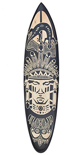 Interlifestyle Indianer Surfboard aus Hartholz 100cm Deko Surfbrett aus Holz Apache