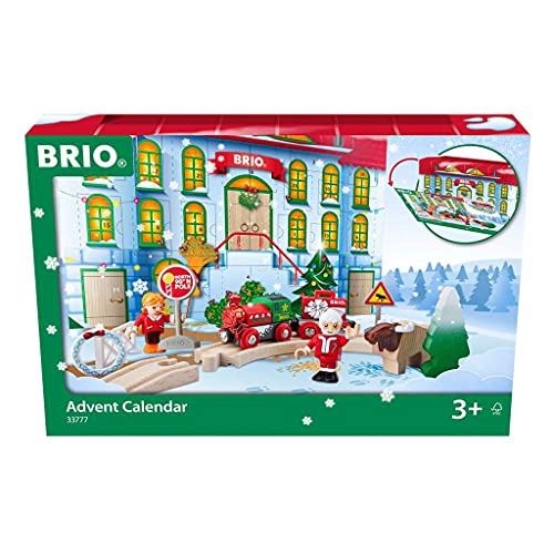 BRIO World 33777 Adventskalender 2021 - Spaß und Spannung in der Vorweihnachtszeit mit der BRIO Holzeisenbahn - Empfohlen ab 3 Jahren