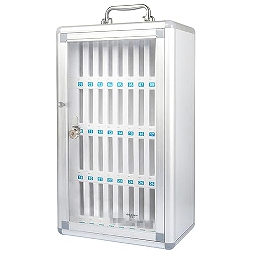 Handy-Schließfach aus Aluminiumlegierung - Wandmontierte Aufbewahrungsbox für Büro, Klassenzimmer und Fitnessstudio mit Griff (Color : Silver, S : 36bit)