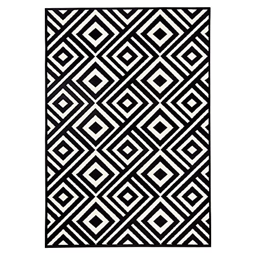 Zala Living Kurzflor Velours Teppich Art Schwarz Creme, 160x230 cm