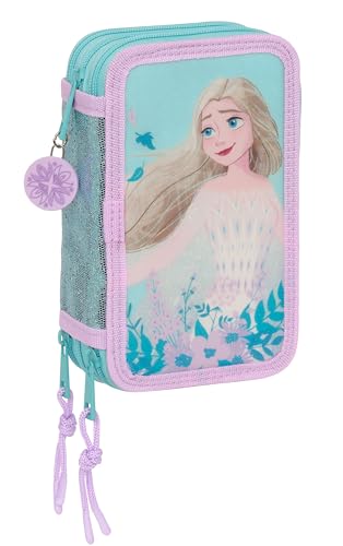 Frozen II Hello Spring Schulmäppchen mit 36 nützlichen Gegenständen, Federmappe für Kinder, ideal für Kinder von 5 bis 14 Jahren, vielseitig einsetzbar, Qualität und Stärke, 12,5 x 5,5 x 19,5 cm,