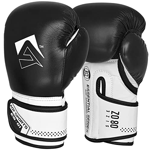 AQF Boxhandschuhe Für Boxen Und Box Training Box Handschuhe MMA, UFC Boxing Gloves Kickboxen Punching Sparring Boxsack Sandsack Muay Thai (Schwarz, 8oz)