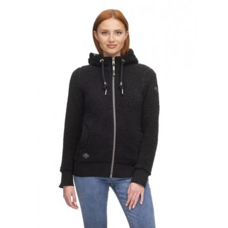 Ragwear W Vilmac Schwarz - Komfortable Damen Teddyfleece Jacke, Größe S - Farbe Black