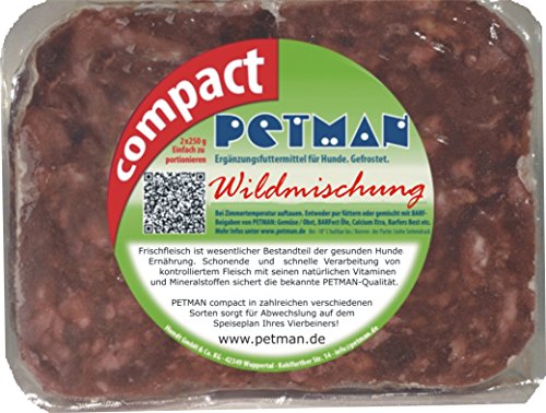 Petman compact Wildmischung, 12 x 500g-Beutel,Tiefkühlfutter, gesunde, natürliche Ernährung für Hunde, Hundefutter, BARF, B.A.R.F.