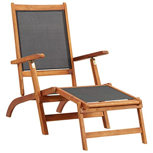 Youuihom Camping Stühle Bistro-Stuhl Stühle für den Rasen Liegestuhl Akazie Massivholz und Textilene Geeignet für Terrasse, Bistro, Balkon, Garten, Swimmingpool
