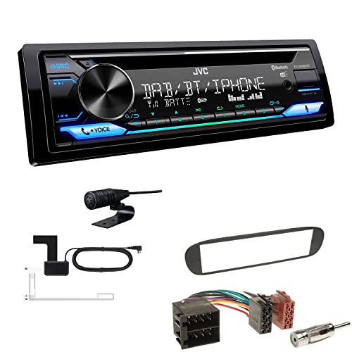 JVC KD-DB922BT 1-DIN Autoradio CD-Receiver Bluetooth DAB+ Digital Radio Einbauset passend für FIAT Barchetta 1995-2005 schwarz