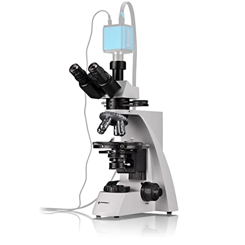 Bresser professionelles trinokulares Polarisations-Mikroskop Science MPO-401 40x-1000x Vergrößerung, planachr. Objektive, drehbarer Objekttisch, voll polarisierbare Beleuchtung, Kameratubus