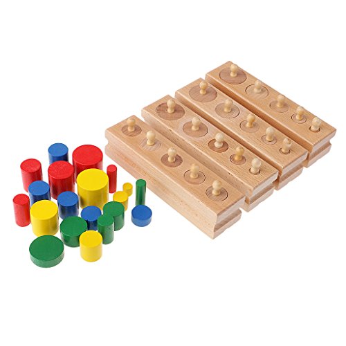 Gazechimp Montessori - Zylinder Holzblöcke mit Brett. Kinder Spielzeug für Zuhause oder Kindergarten