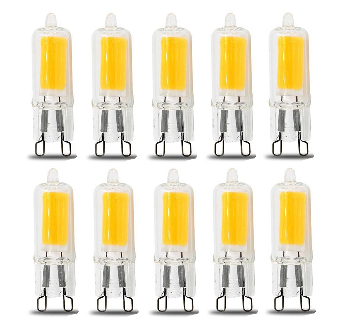 ShuoHui 10er-Pack G9 3W LED COB Lampe Birne Leuchtmittel Glühbirne Stiftsockel Warmweiß 230V AC