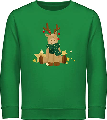 Shirtracer Weihnachten Kind - süßer Elch - 140 (9/11 Jahre) - Grün - JH030K - Kinder Pullover