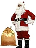 Kcolic Weihnachtsmann-Kostüm Für Herren, Samt-Weihnachtsmann-Kostüm Für Erwachsene Mit Weihnachtskostüm 6XL