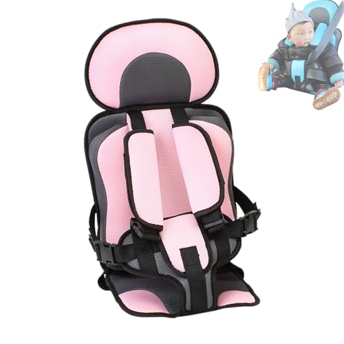 Auto-Kindersitz, einfacher tragbarer Auto-Sicherheitsgurt, faltbarer Autositz für unterwegs, Kleinkind mit verstellbaren Schultergurten – faltbar und leicht abnehmbar (Pink,Small)