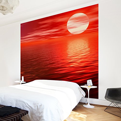 Apalis Vliestapete Red Sunset Fototapete Quadrat | Vlies Tapete Wandtapete Wandbild Foto 3D Fototapete für Schlafzimmer Wohnzimmer Küche | Größe: 192x192 cm, rot, 97949