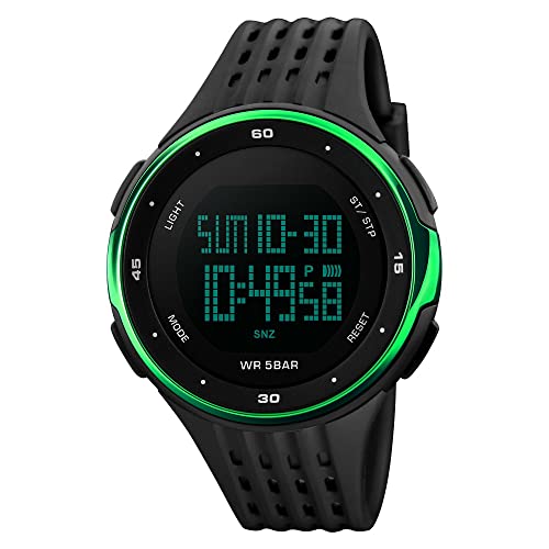 FeiWen Herrenuhr LED Digital Uhren Sport Damenuhr Plastik Wählscheiben mit Kautschuk Band Outdoor Militär 50M Wasserdicht Multifunktional Jugend Armbanduhren