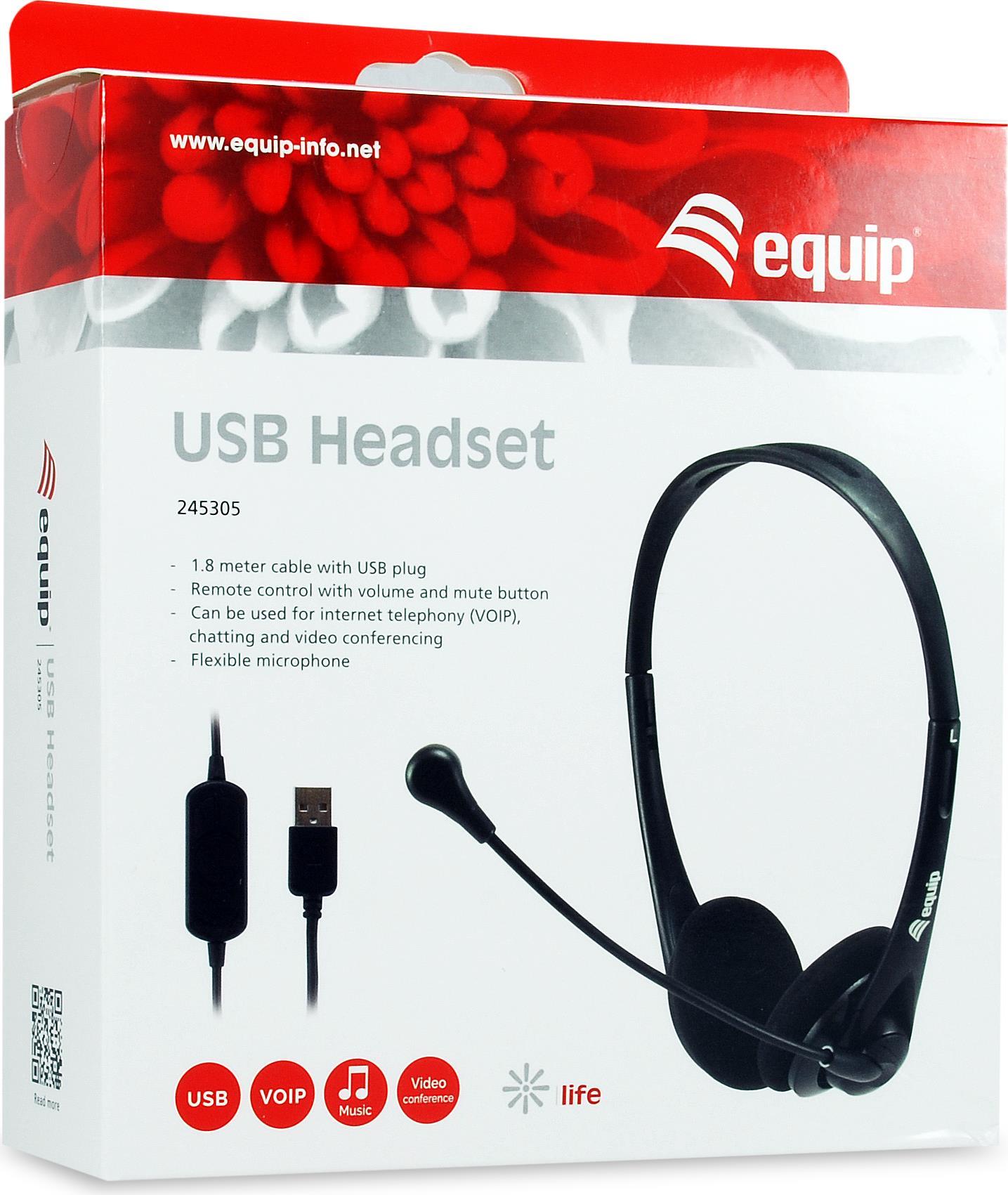 Equip 245305 - Headset - On-Ear - kabelgebunden - USB - Schwarz (245305)