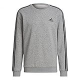 adidas Herren Essentials Fleece Kurzarm Sweatshirt, Medium Grey Heather/Black, M