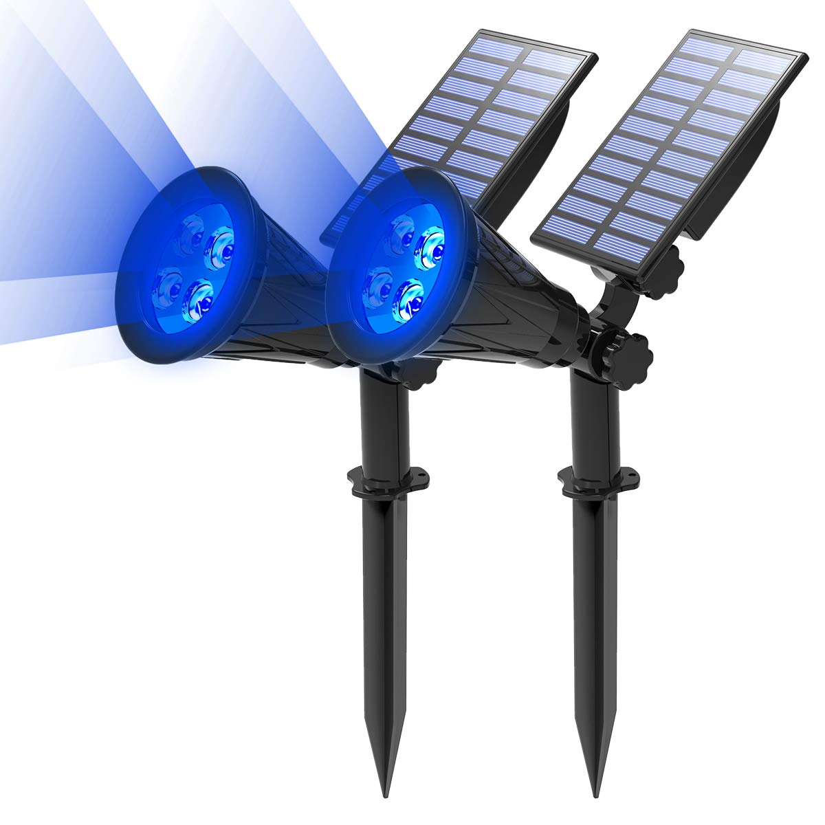 T-SUN 2 Stück LED Solarleuchten, 2-in-1 Wasserdicht Drahtlos Solarbetriebene Gartenleuchten, 2 Beleuchtungsmodi, Sicherheitsbeleuchtung, Outdoor Wandleuchte für Hof, Rasen, Wege, Auffahrt, Terrasse.