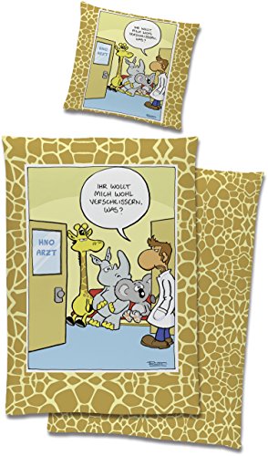 Bettwäsche Ralph Ruthe Comic HNO Arzt Bezug 135x200cm Kissen 80x80cm Renforcé 100%Baumwolle mit Reißverschluss