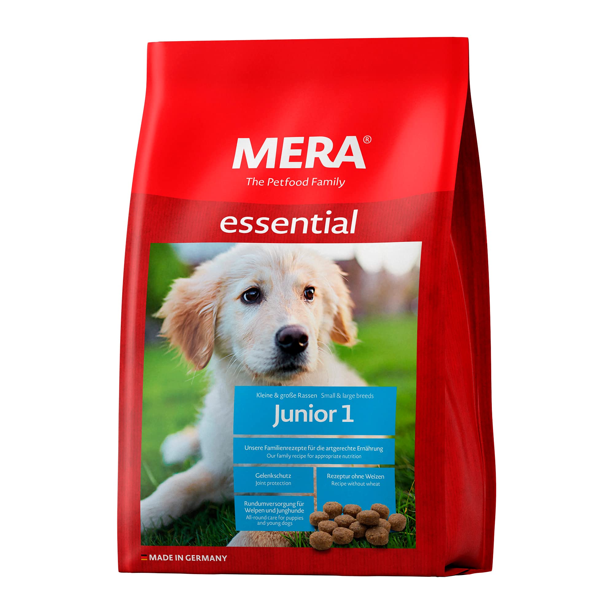 MERA essential Junior 1, Hundefutter trocken für Welpen, Trockenfutter mit Geflügel Protein, gesundes Futter für junge Hunde, ohne Weizen (12,5 kg)