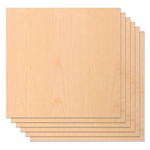 Bastelholzplatte Sperrholz Platten, 6 Stück Kirschholz-Sperrholz, 30,5 x 30,5 cm, unbehandeltes Holz für DIY Handwerk Malen Modellieren Modellbau