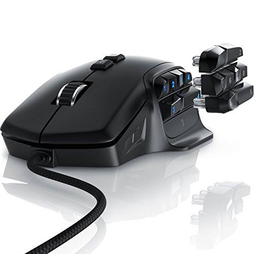 CSL - Gaming Maus mit 10000 DPI Abtastrate - 6 DPI-Einstellungen - Auswechselbare Daumen-Tasten - RGB Lichtmodi - Optischer Pixart Präzisionssensor - Polling-Rate bis 1000 Hz schwarz