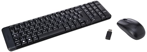 Logitech MK220 Kabelloses Tastatur-Maus-Set, 2.4 GHz Verbindung via Unifying USB-Empfänger, 10m Reichweite, 24-Monate Batterielaufzeit, Kompaktes Design, PC/Laptop, Französisches AZERTY-Layout